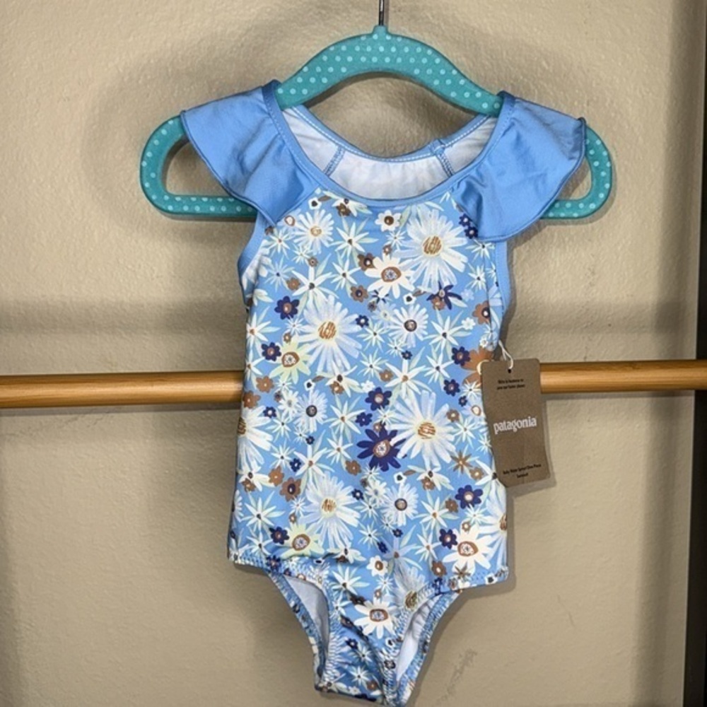 New ▶️ PATAGONIA ◀️  BABY WATER SPROUT ONE-PIECE SWIMSUIT IN LAGO BLUE Size 2T